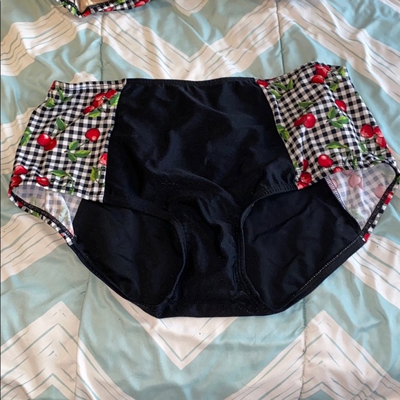 High Waisted Retro Style Cherry Print Bikini - Picture 6 of 7
